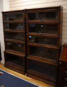 A pair of Globe Wernicke oak five section bookcases W.86cm