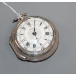 Samuel Brown, Edinburgh, a George III silver pair-cased key-wind pocket watch.