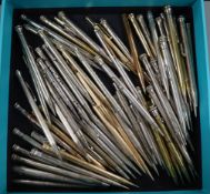 A large collection of vintage silver / metal propelling pencils to include yard-o-led (70)