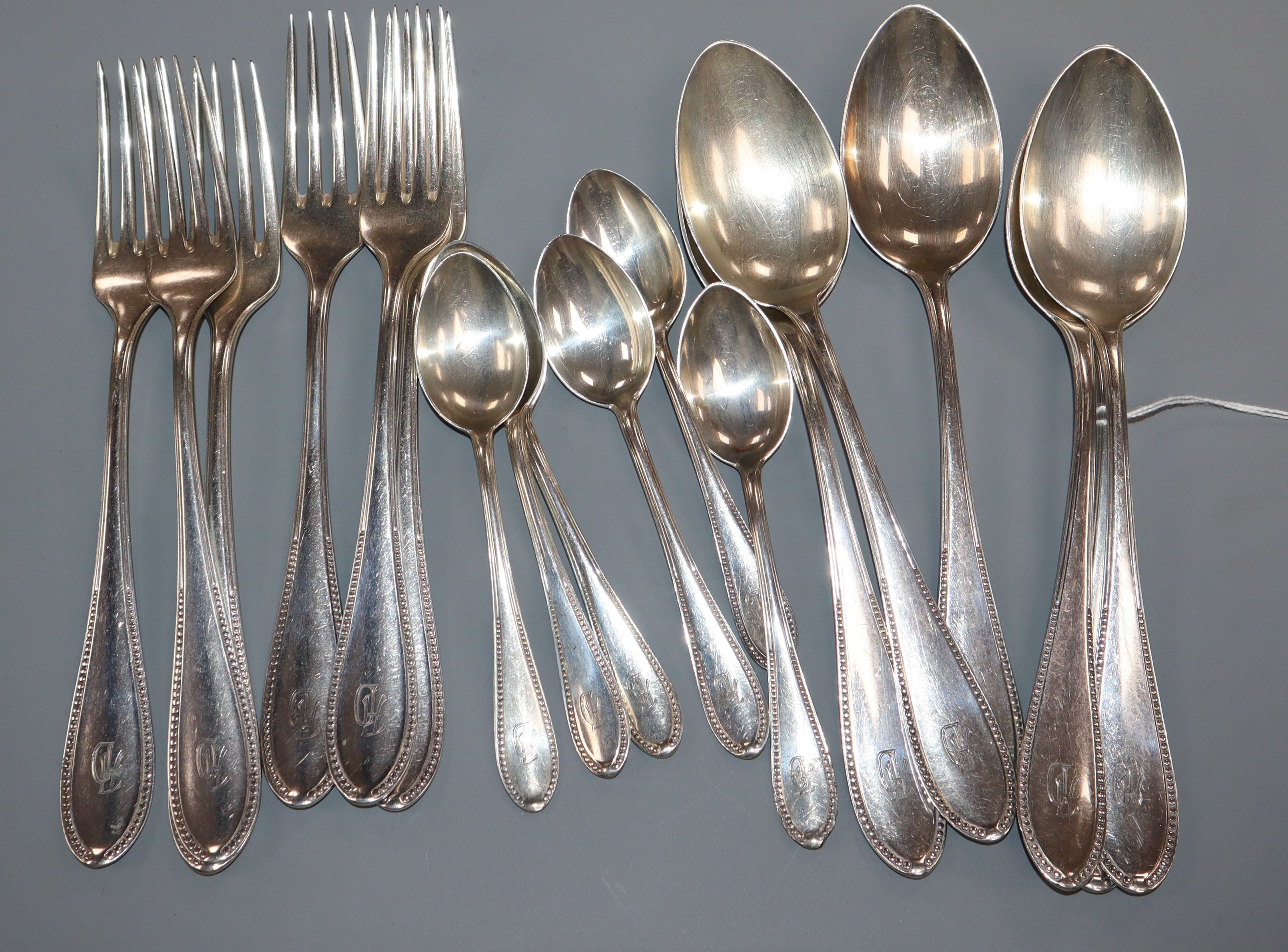 An 18 piece part canteen of German 800 standard flatware, 31 oz.