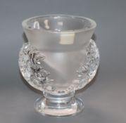 A Lalique pedestal leaf vase height 12cm