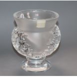 A Lalique pedestal leaf vase height 12cm