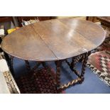 A 19th century gateleg barley twist table W.138cm extended