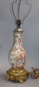 A Canton famille rose vase mounted as a lamp 40cm excluding fixings