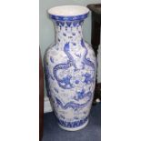 A pair of large Chinese blue and white dragon vases