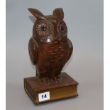 A Black Forest musical 'owl' box height 25cm