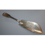 A William IV silver fiddle pattern fish slice, London, 1833, 31.5cm