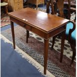 An early 19th century rectangular mahogany folding tea table W.91cm