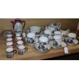 A collection of English porcelain bat-printed teaware, probably New Hall and a Grays Pottery