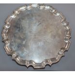 A George V silver circular salver, Thomas Bradbury & Sons, Sheffield, 1927, 25cm, 20.5 oz.