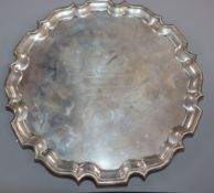 A George V silver circular salver, Thomas Bradbury & Sons, Sheffield, 1927, 25cm, 20.5 oz.