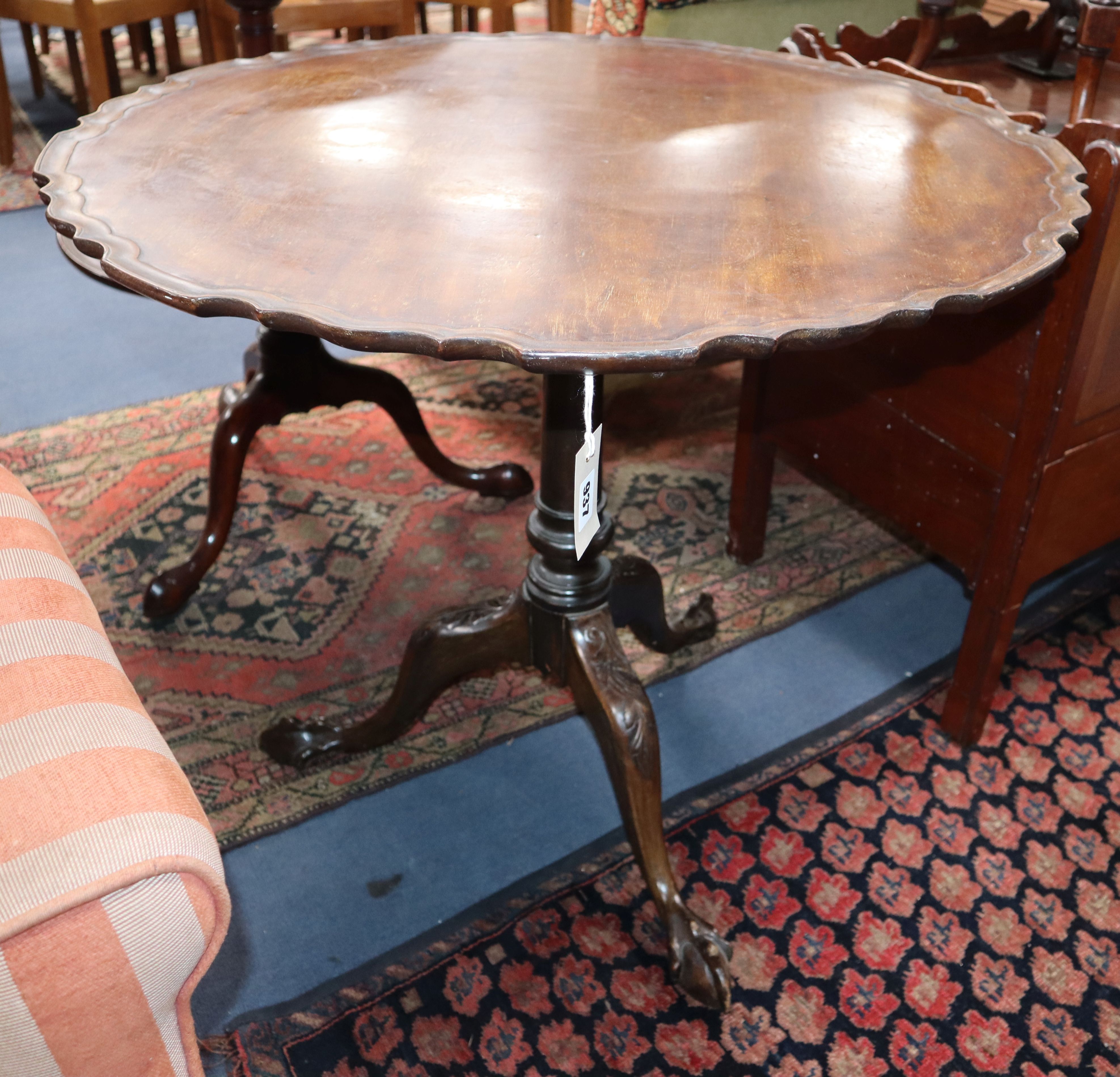 A Georgian style mahogany piecrust tilt top table Diameter 80cm