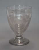 A large George III wheel engraved glass rummer height 20cm