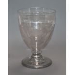 A large George III wheel engraved glass rummer height 20cm