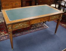 A gilt metal mounted kingwood bureau plat W.150cm