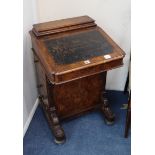 A Victorian inlaid walnut davenport W.54cm