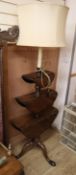 A George III mahogany dumb waiter adapted as a standard lamp W.60cm