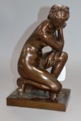 A Barbedienne bronze figure, 'The Crouching Venus', signed height 26cm
