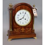 An Edwardian inlaid mahogany clock by Dent height 34.5cm