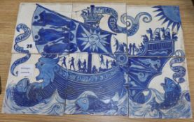 A set of six Arts and Crafts tiles