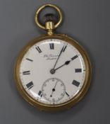 A George 18ct gold J.W. Benson keyless pocket watch dated 1912.