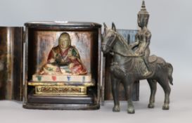 A Japanese Buddhist lacquer wood portable shrine (zushi), edo period and a Thai bronze deity on a