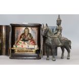 A Japanese Buddhist lacquer wood portable shrine (zushi), edo period and a Thai bronze deity on a