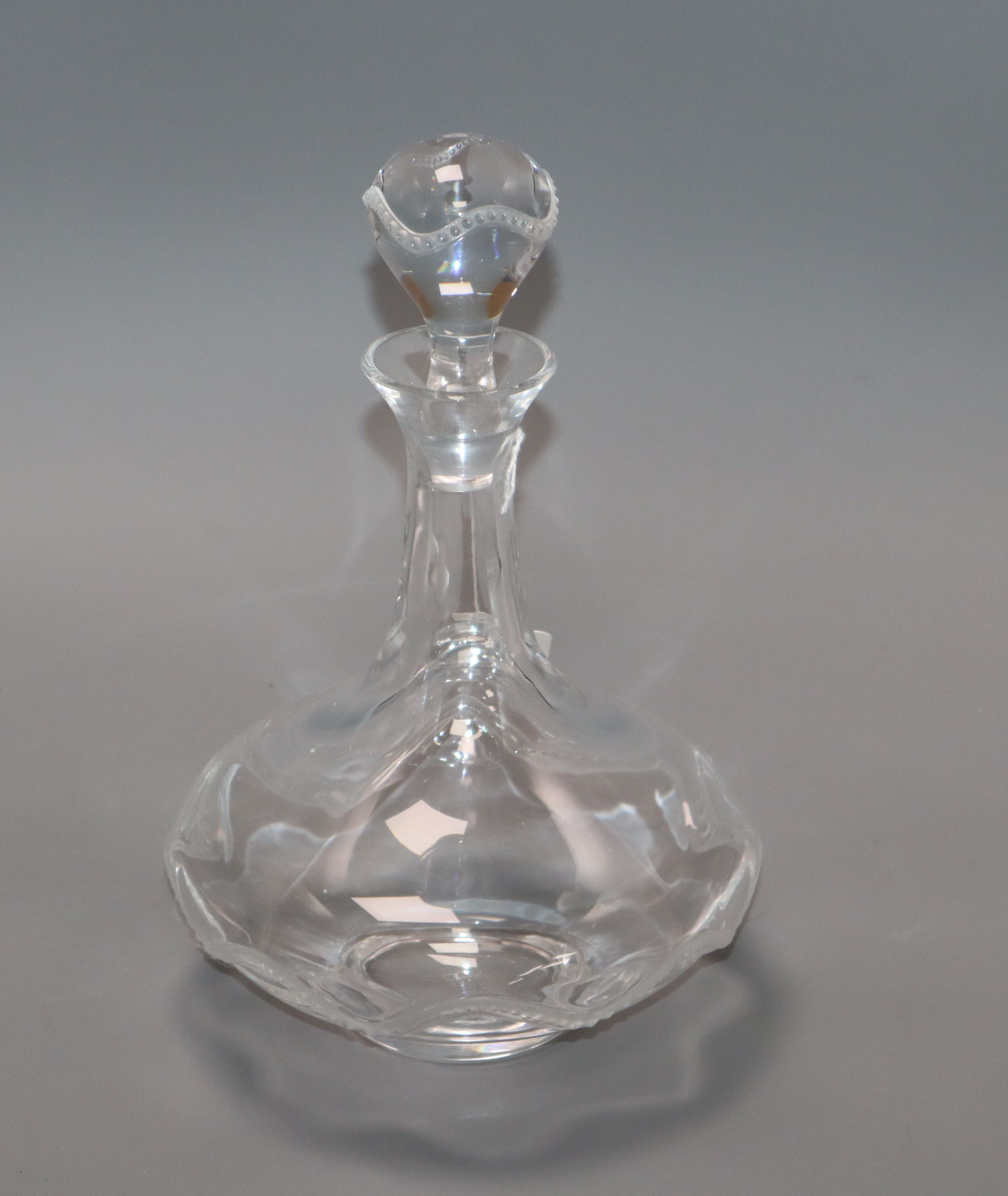 A Lalique Crystal 'Champs de Mars' decanter and stopper applied with frosted wavy beaded bands, - Image 2 of 2