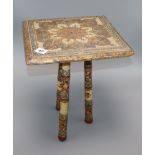 A 19th century Kashmiri painted wood tripod table height 36cmProvenance - from the family of a