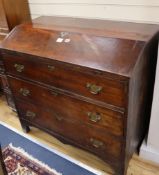 A George III mahogany bureau (altered) W.100cm