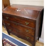 A George III mahogany bureau (altered) W.100cm