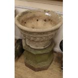 A large circular garden urn on stand Diameter 60cm