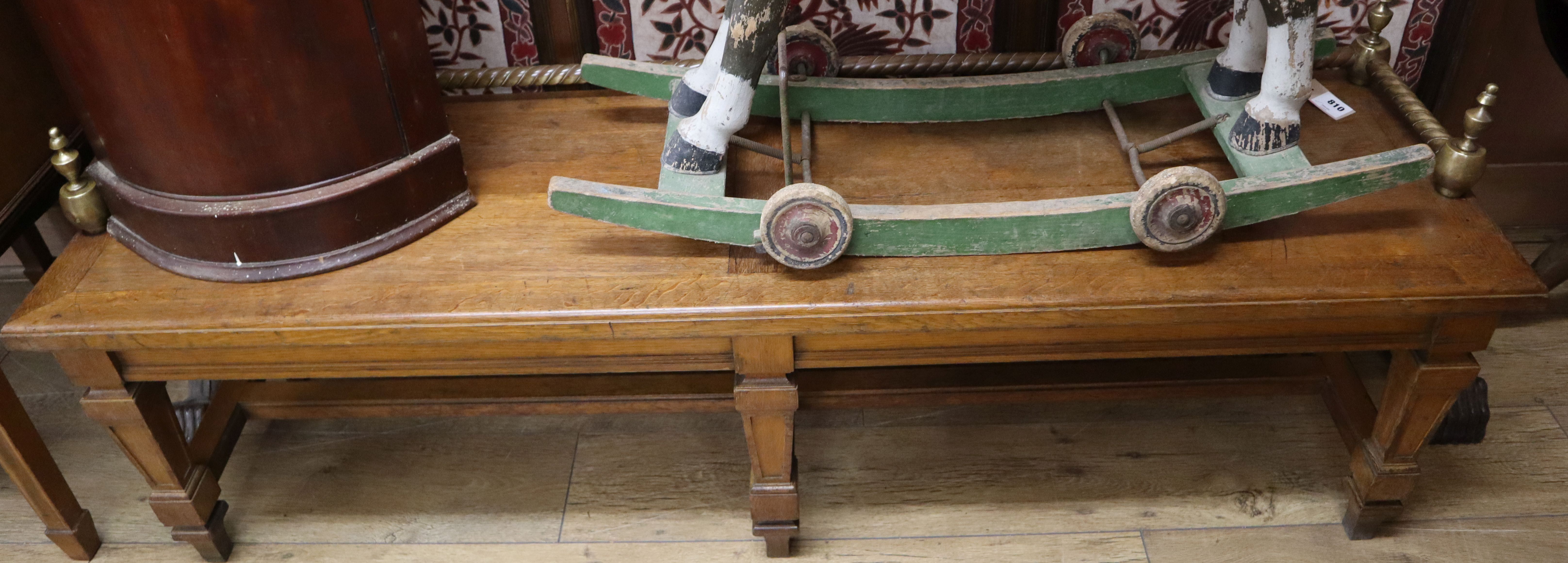 A late Victorian oak window seat W.158cm - Image 2 of 2