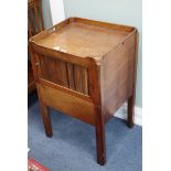 A George III mahogany tambour tray top night cupboard W.50cm