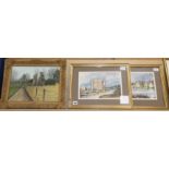 Robert Luckhurst, watercolour, 'Creek by Faversham', another, 'Haydon Bridge' and an oil on board of