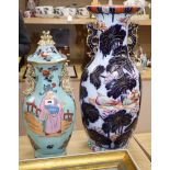 Two large 19th century stoneware vases tallest 58cm