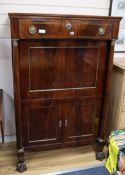 A 19th century French brass inlaid mahogany secretaire abbatant (converted) W.98cm