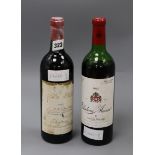 One bottle of Chateau Mouton Baron Philippe - Pauillac, 1965 and one Chateau Musar, 1967
