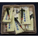 Two boxes of vintage Hardy 'Yellow Belly' lures in original carded cellophane, size 1 and 2.25in.