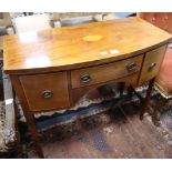 A small George III design inlaid mahogany bow front sideboard W.98cm