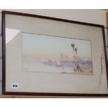 R. Cooper, watercolour, Arabs on the bank of the Nile, signed, 17 x 36cm