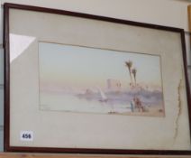 R. Cooper, watercolour, Arabs on the bank of the Nile, signed, 17 x 36cm