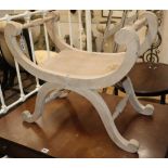 A 1940's Regency style scroll end stool