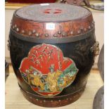 A Chinese polychrome lacquer barrel seat height 40cm