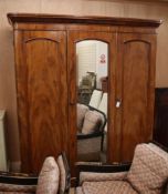 A Victorian mahogany triple wardrobe W.184cm