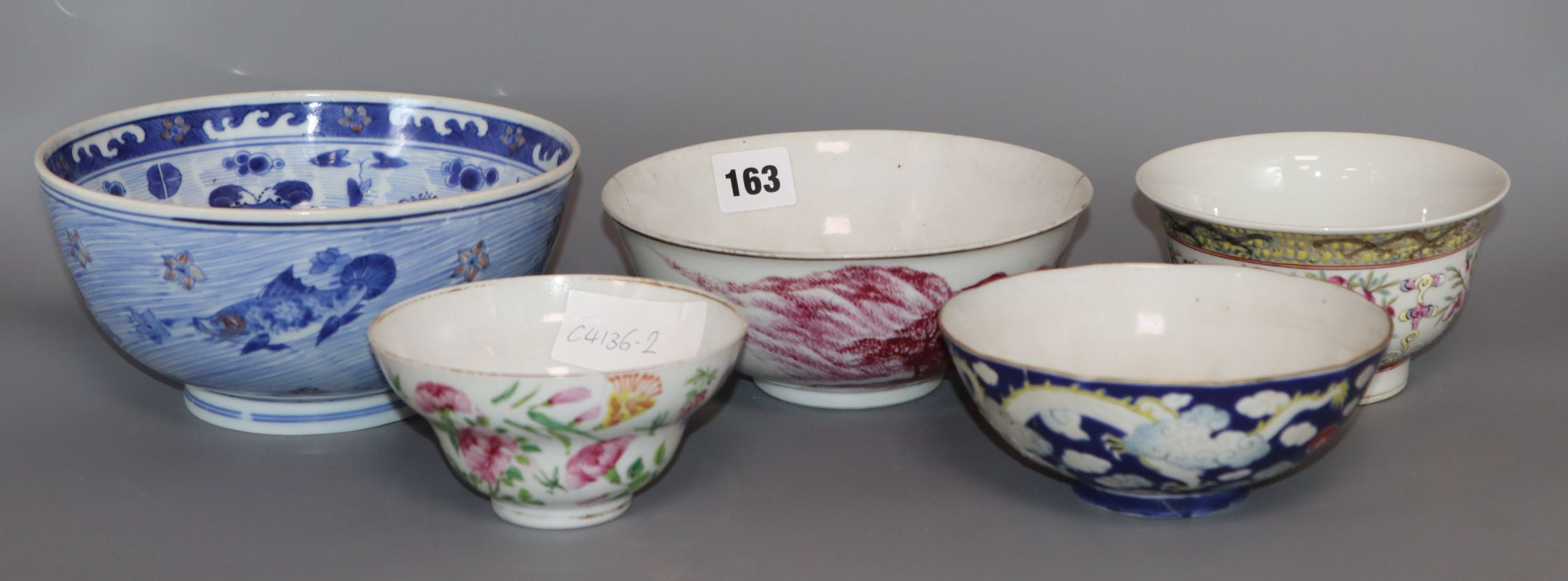 Five Chinese porcelain bowls