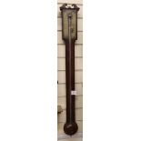 A George III mahogany stick barometer, the engraved brass dial marked Ramsden, London H.96cm