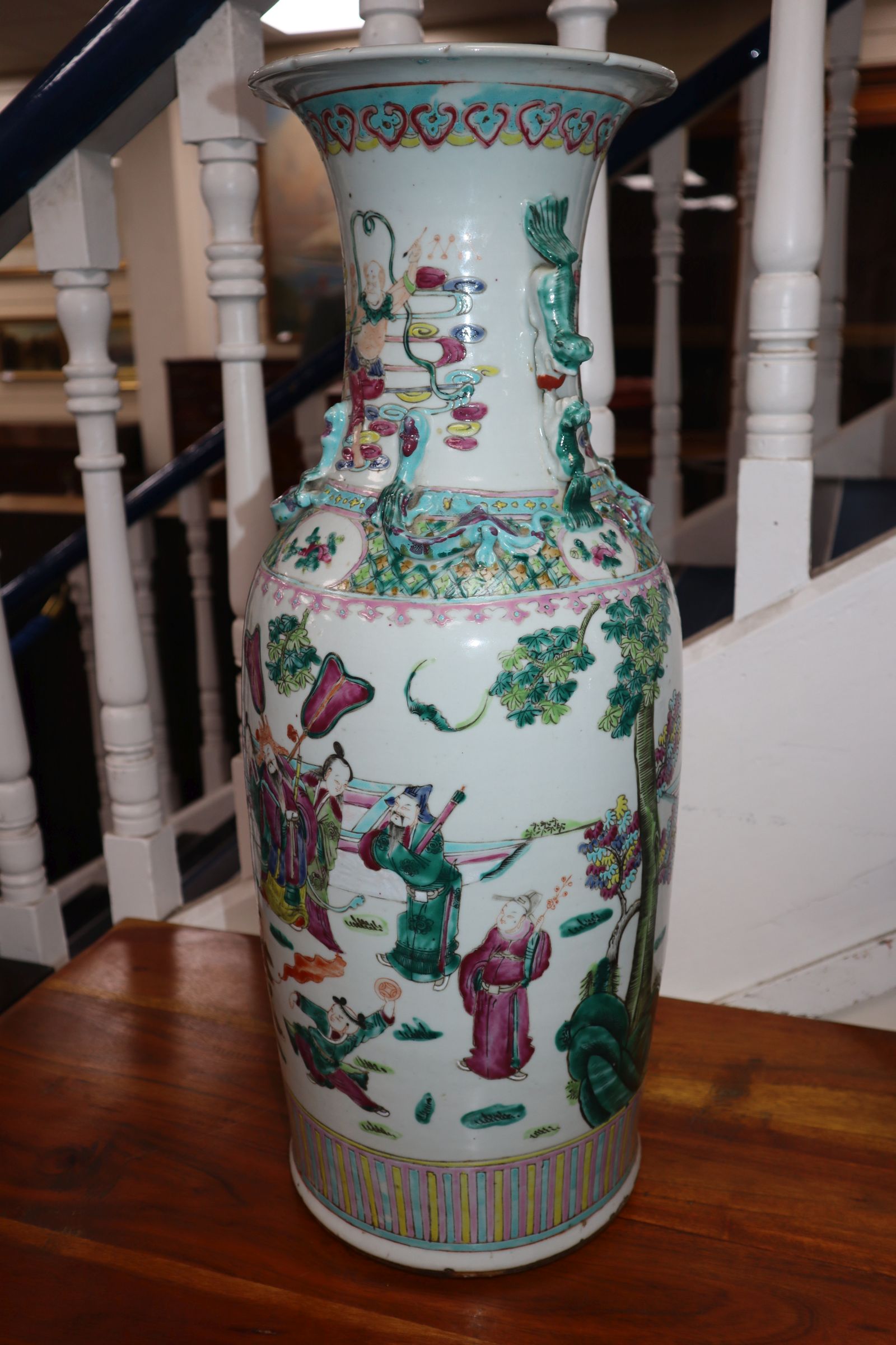 A Chinese famille rose vase and a later Chinese vase tallest 61cm - Image 4 of 9