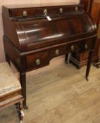 A late 19th century French mahogany cylinder bureau W.105cm