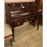 A late 19th century French mahogany cylinder bureau W.105cm